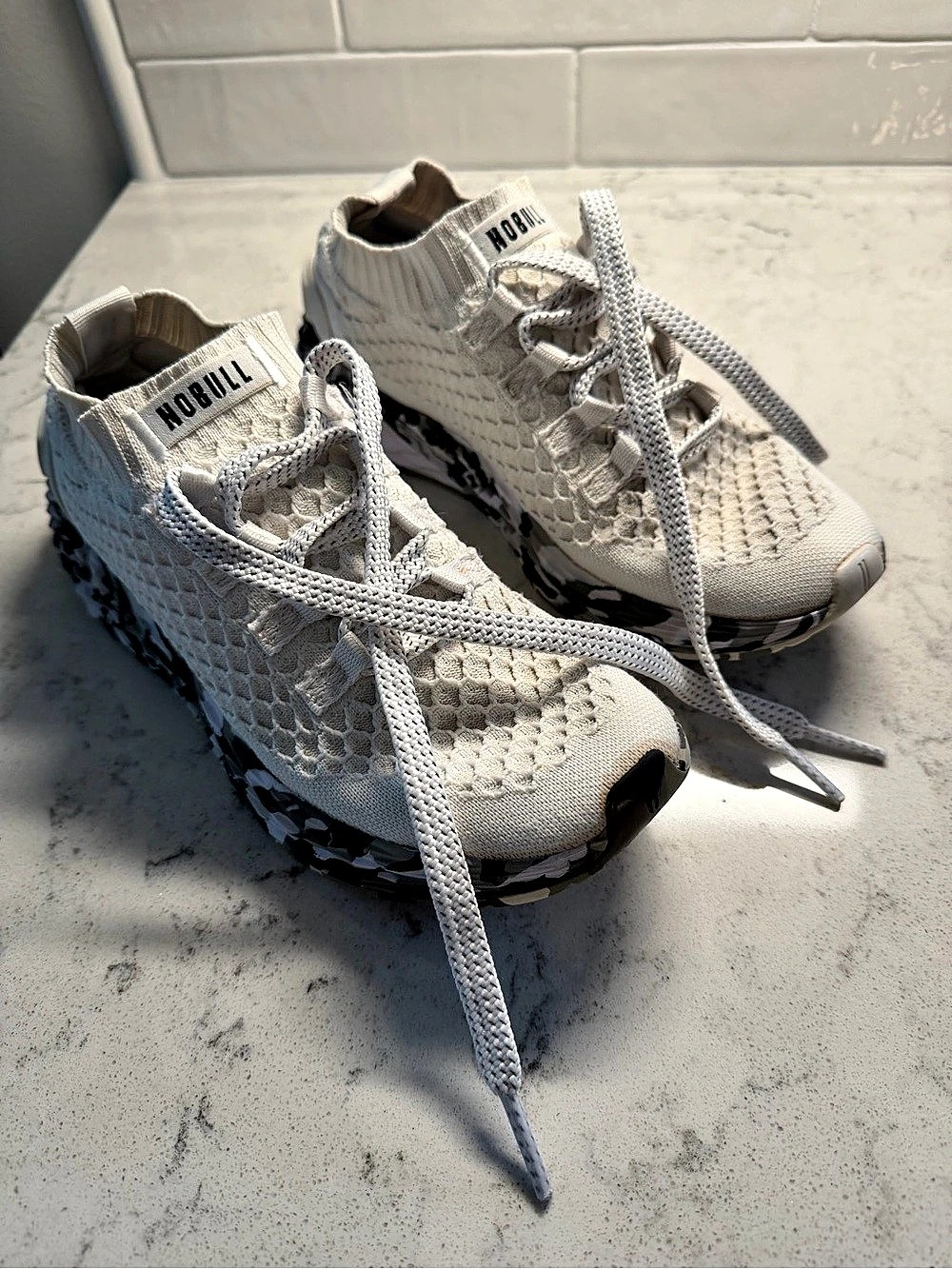 NOBULL Allday Knit Athletic Sneakers White & Black US 7.5